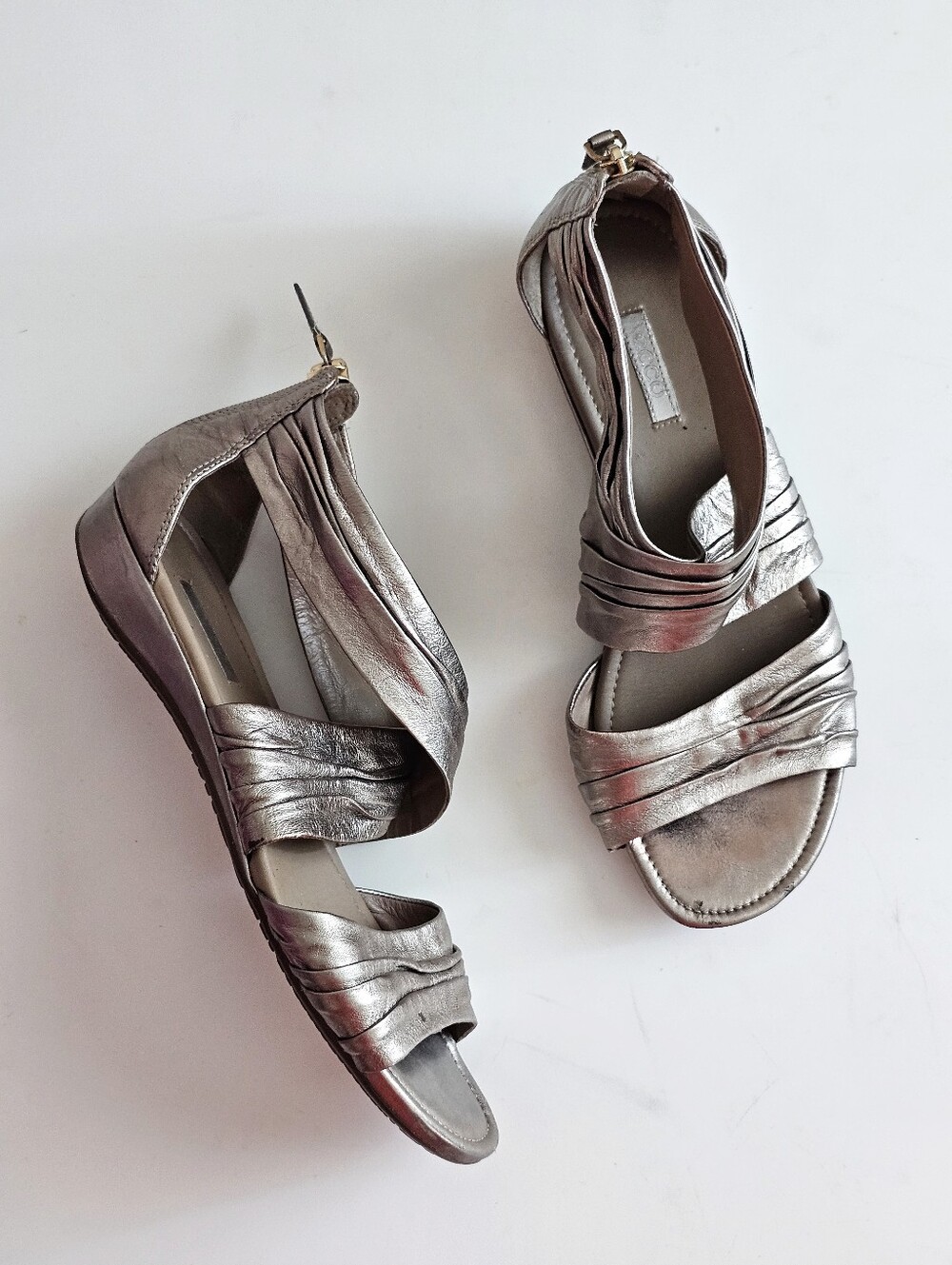 ECCO Boullion Band Back Zip Metallic Bronze Strappy Sandals EU 40